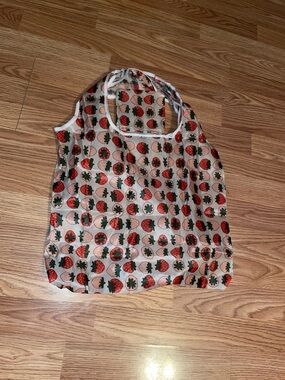 Strawberry Print Reusable Shopping Tote - Pink & Red
